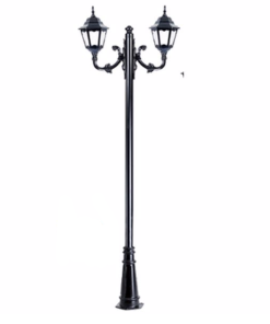 DPA 1026 - Metal Direkli 250'lik Çift Duylu Siyah ABS Altıgen Bahçe Armatürü