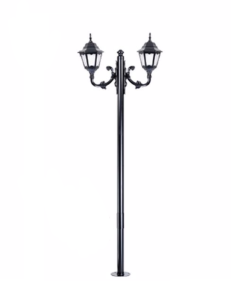 DPA 1027 - Metal Direkli 200'lük Çift Duylu Siyah ABS Altıgen Bahçe Armatürü