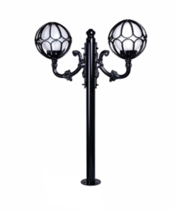 DPA 1122 - Metal Direkli 20'lik Çift Duylu Beyaz Gloplu Oval Kafesli Bahçe Armatürü