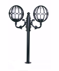 DPA 1135 - Metal Direkli 25'lik Çift Duylu Beyaz Gloplu Oval Kafesli Bahçe Armatürü