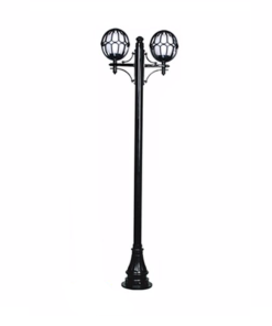 DPA 1137 - Metal Direkli 25'lik Çift Duylu Beyaz Gloplu Oval Kafesli Bahçe Armatürü