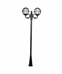 DPA 1139 - Metal Direkli 25'lik Çift Duylu Beyaz Gloplu Oval Kafesli Bahçe Armatürü