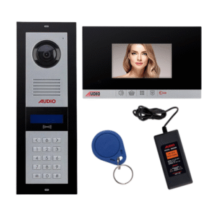 Audio - 140 Daire 4.3'' Kart + Boncuk Geçişli Görüntülü Takım (3003 Zil Paneli, 1181 Siyah Şubeli)