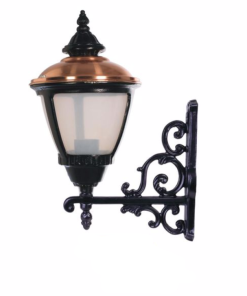 DPA 1564 - Duvar Tipi 55'lik Bakır Şapkalı Küçük Ulubatlı Alüminyum Döküm Siyah Bahçe Armatürü