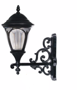 DPA 1594 - Duvar Tipi 65'lik Çıtalı Prizmatik Camlı Alüminyum Döküm Siyah Bahçe Armatürü