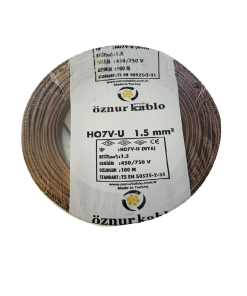Öznur - 1.5mm2 Nya Kablo - Kahverengi (1 mt)