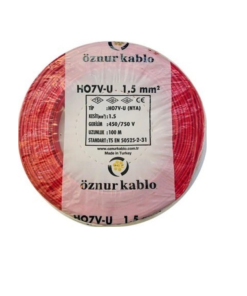 Öznur - 1.5mm2 Nya Kablo - Kırmızı (1 mt)