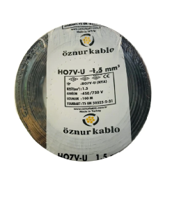 Öznur - 1.5mm2 Nya Kablo - Siyah (1 mt)