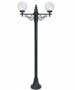 DPA 1713 - Metal Direkli 25'lik Çift Duylu Akrilik Gloplu Siyah Bahçe Armatürü