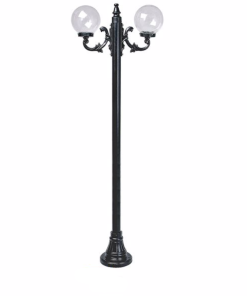 DPA 1715 - Metal Direkli 25'lik Çift Duylu Akrilik Gloplu Siyah Bahçe Armatürü