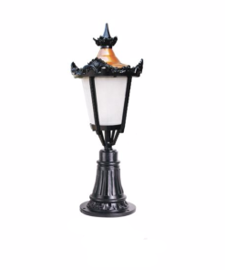 DPA 1722 - Set Üstü 75'lik Küçük Taçlı Alüminyum Döküm Siyah Bahçe Armatürü