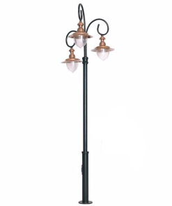 DPA 1744 - Metal Direkli 300'lük Üç Duylu Bakır Sıvamalı Döküm Siyah Bahçe Armatürü
