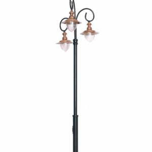 DPA 1744 - Metal Direkli 300'lük Üç Duylu Bakır Sıvamalı Döküm Siyah Bahçe Armatürü