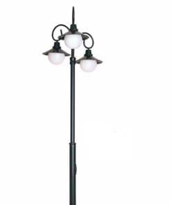 DPA 1745 - Metal Direkli 300'lük Üç Duylu Şapkalı Sıvamalı Döküm Siyah Bahçe Armatürü