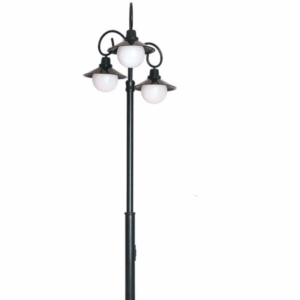 DPA 1745 - Metal Direkli 300'lük Üç Duylu Şapkalı Sıvamalı Döküm Siyah Bahçe Armatürü