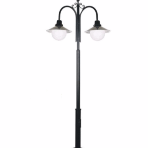 DPA 1748 - Metal Direkli 300'lük Çift Duylu  Döküm Sıvama Polietilen Camlı Siyah Bahçe Armatürü