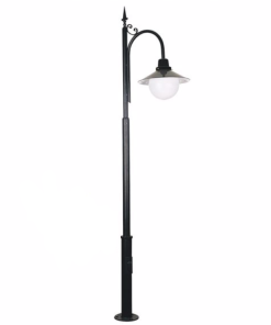 DPA 1749 - Metal Direkli 300'lük Döküm Sıvama Polietilen Camlı Siyah Bahçe Armatürü