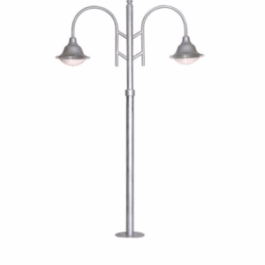 DPA 1755 - Metal Direkli 400'lük Çift Duylu Şapkalı Alüminyum Döküm Gri Bahçe Armatürü