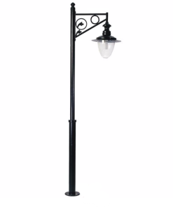 DPA 1759 - Metal Direkli 300'lük Şapkalı Alüminyum Döküm Siyah Bahçe Armatürü