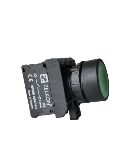 Mutlusan - 22mm Plastik Yeşil Yaylı Buton - N/O Kontak