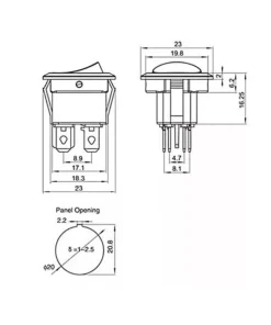 Yuvarlak, Işıksız Aç Kapat Anahtar (Siyah)