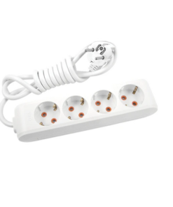 Eko -  4'lü Çocuk Korumalı Topraklı Grup Priz - 20 Metre - (Beyaz - 3x1.5 Bakır Kablolu)