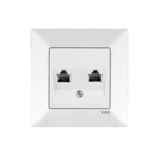 Viko Meridian Beyaz İkili Numaris +Data Prizi (Cat3+Cat6) (Çerçeve Dahil)