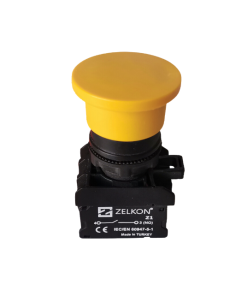 Mutlusan - 22mm Sarı Kayıcı Mantar Kafa Buton - N/O Kontak