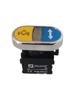 Mutlusan - 22mm Plastik Krom Kaplamalı Alarm+Ok İşaretli Yaylı İkiz Buton - N/O + N/O Kontak