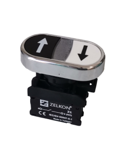 Mutlusan - 22mm Plastik Krom Kaplamalı Sağ+Sol İşaretli Yaylı İkiz Buton - N/O + N/O Kontak