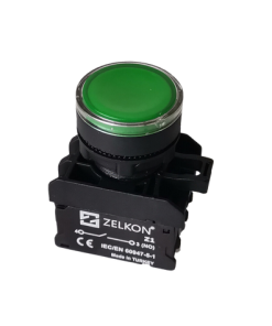Mutlusan - 22mm Plastik 220V Yeşil Ledli Yaylı Buton - N/O Kontak