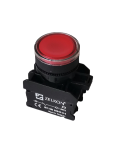 Mutlusan - 22mm Plastik 220V Kırmızı Ledli Yaylı Buton - N/C Kontak