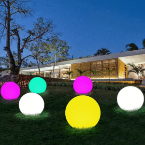 Marmaline - 50'lik Beyaz Gloplu Rgb Kumandalı Kazıklı Modern Bahçe Armatürü