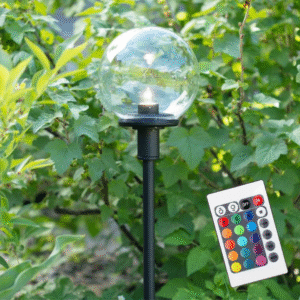 Marmaline - 50'lik Şeffaf Gloplu Rgb Kumandalı Kazıklı Modern Bahçe Armatürü
