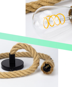 Marmaline - 65 cm Örgülü İnce Halatlı Avize Duy Tesisatı - Rözanslı