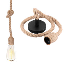 Marmaline - 65 cm Örgülü İnce Halatlı Avize Duy Tesisatı - Rözanslı