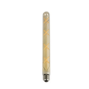 Global - 4w E27 Duylu, T30 - 22.5cm - Uzun Tip Çapraz Led Flamanlı - Boru Tipi Rustik Ampul - Bal Camlı - Amber