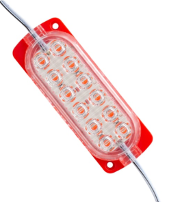 12v, 2.4w, 12 Ledli, Dış Ortam IP65, Kendinden Çakar Animasyonlu, Yüksek Lümen, Modül Led - Kırmızı