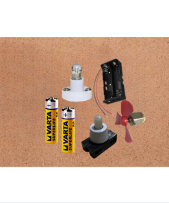 Marmaline - Motorlu Tahtalı Öğrenci Deney Seti (Pil Yuvası + Varta Pil + Minyonet Duy + Pervane + Deney Motoru + Ampul + Çıt Çıt Anahtar)