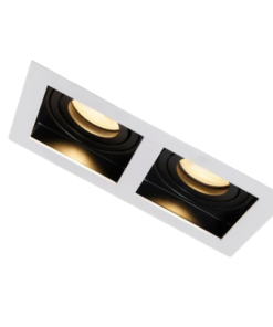 Universal – Beyaz + Siyah Alüminyum Döküm Kasa İkili Dikdörtgen Dekoratif Led Spot Kasası (Duy+3200k Gün Işığı Ampul Dahil)