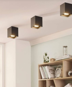 Universal - Siyah + Gold Kasa Sıva Üstü 10x10cm Kare Led Spot Kasası (Duy+Ampul Hariç)