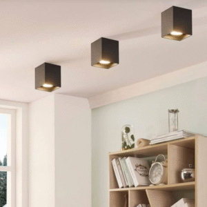 Universal - Siyah + Gold Kasa Sıva Üstü 10x10cm Kare Led Spot Kasası (Duy+Ampul Hariç)