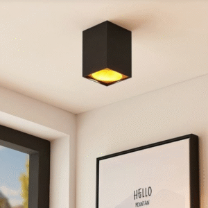 Universal - Siyah + Gold Kasa Sıva Üstü 10x10cm Kare Led Spot Kasası (Duy+Ampul Hariç)