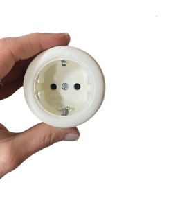 Sıva Üstü Krem Eski Tip Yuvarlak Topraklı Priz (Eski Tip Krem Yuvarlak Nostalji)