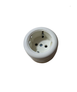 Sıva Üstü Krem Eski Tip Yuvarlak Topraklı Priz (Eski Tip Krem Yuvarlak Nostalji)