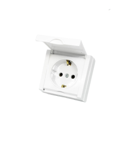 Kare Sıva Üstü Beyaz Kapaklı Topraklı Priz