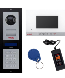 Audio - 1 Daire 4.3'' Kart + Boncuk Geçişli Görüntülü Takım (3003 Zil Paneli, 1180 Beyaz Şubeli)