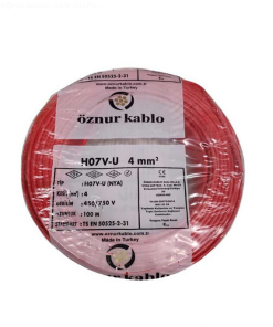 Öznur - 4mm2 Nya Kablo - Kırmızı (1 mt)