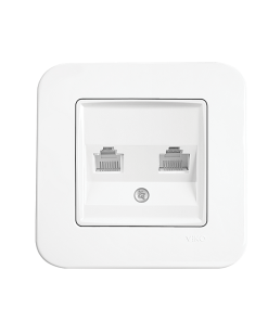Viko Rollina Beyaz İkili Numaris Telefon Prizi (2xRj11) (Çerçeve Dahil)