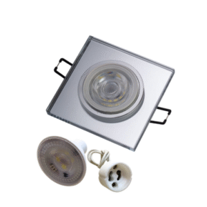 Universal – Kare Dekoratif Cam Led Spot Kasası (Duy+6500k Beyaz Ampul Dahil)